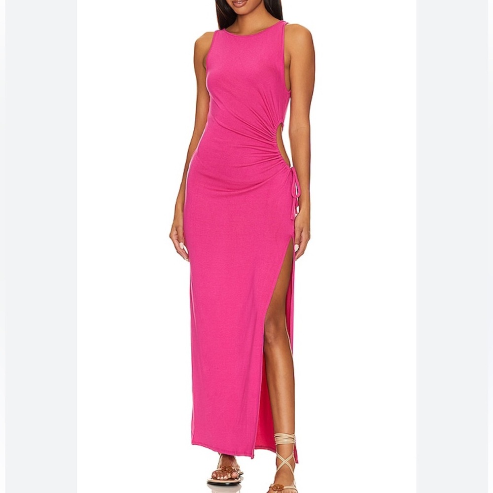 NWT L’SPACE x Revolve Tiana Sleeveless Vibrant Pink Maxi Dress. Size L